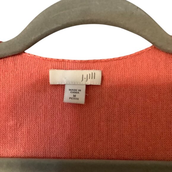J. Jill Womens Open Front Cardigan Medium Petite Coral Linen Blend - Picture 2 of 7